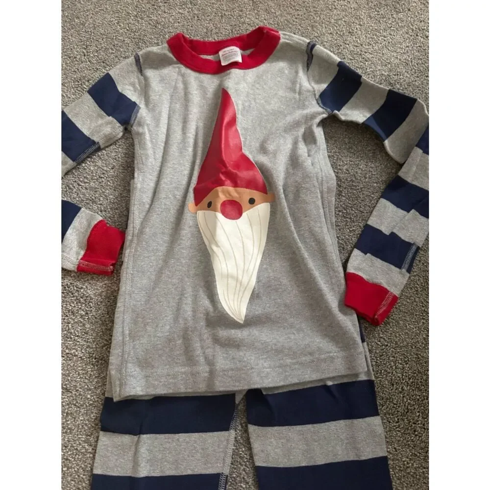 Hanna Andersson Scandinavian Gnome Striped Pajama Set Sz 130cm